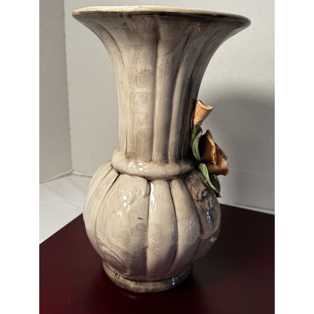 Vintage Italian Crown Capodimonte Vase 12" Ceramic AS1032 Italy - Picture 7 of 16